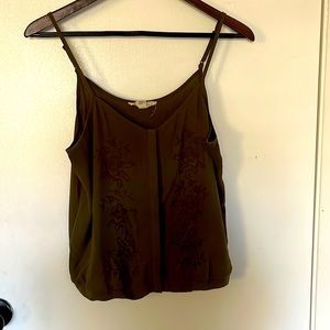 Brown snap front tank blouse
